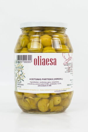 Tarro aceitunas variedad Verdial partidas 500 grs - Imagen 1